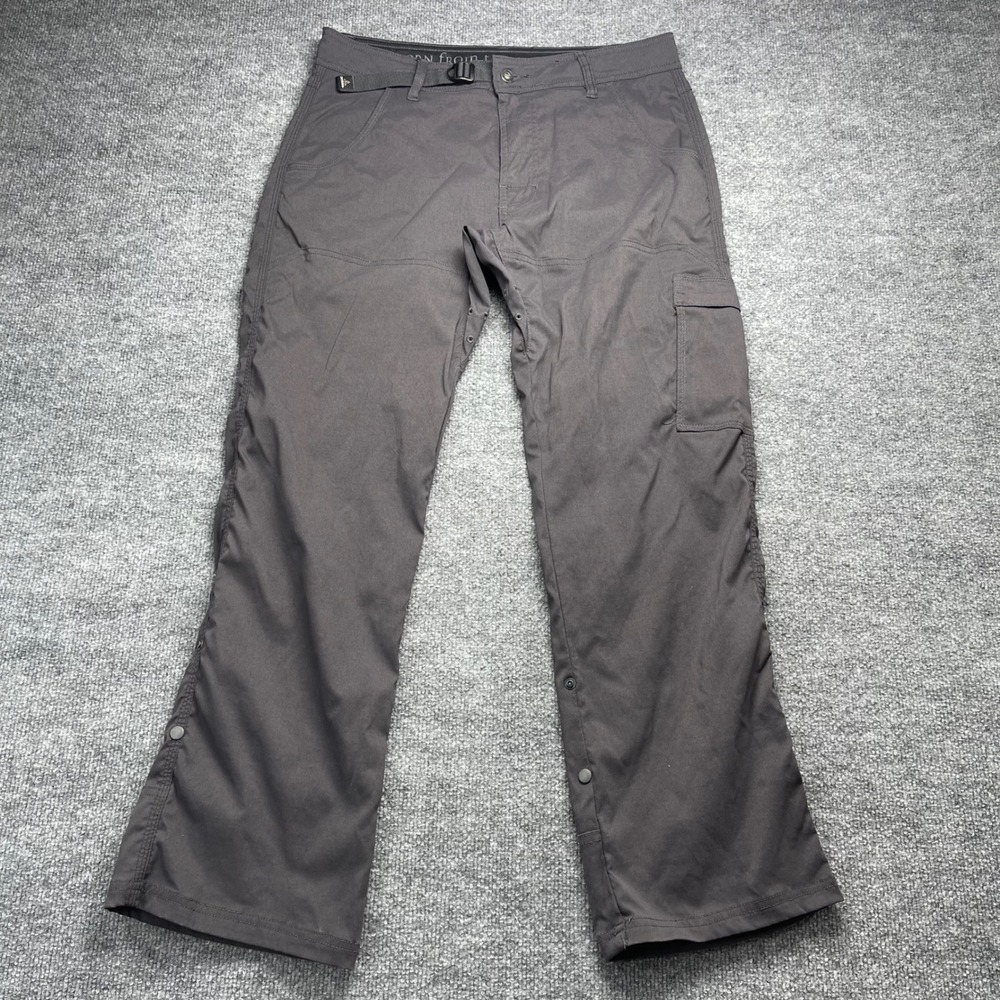 Prana Zion Mens 32x30 Charcoal Gray Stretch Hiking Cargo Pants Roll Up Leg Snaps